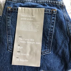 NWT Everlane The Curvy ‘90s Cheeky Straight Jean High Rise Size 26 Regular 28.5”